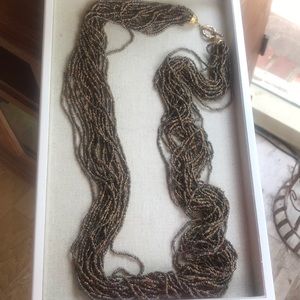 Long seed bead multi strand necklace